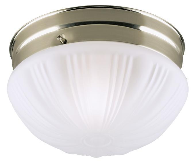 7 in. 1 Light Flush Brushed Nickel Finish Frosted Fluted Glass