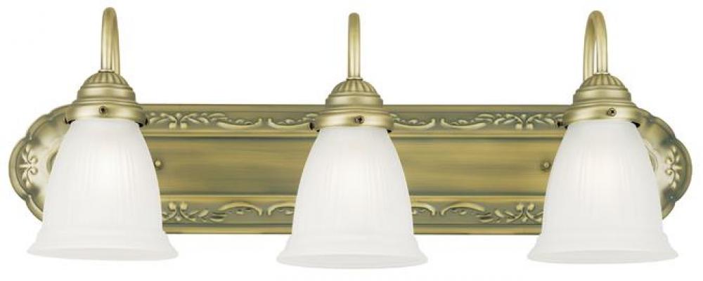 3 Light Wall Fixture Oyster Bronze Finish Frosted Ribbed Glass