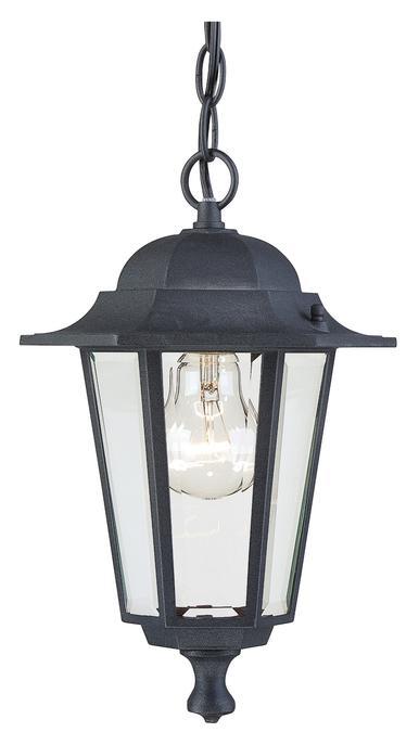 1 Light Pendant Textured Black Finish on Cast Aluminum with Clear Glass