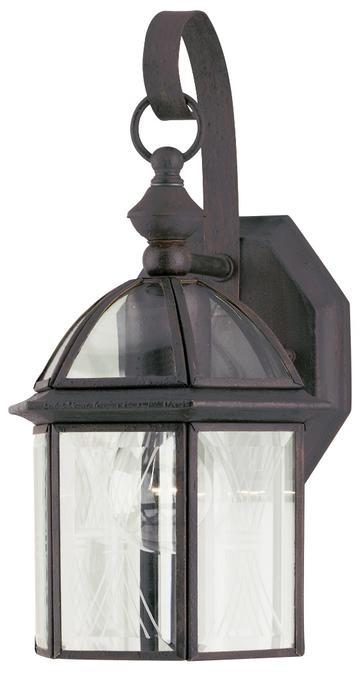 1 Light Wall Lantern Textured Rust Patina Finish on Solid Brass and Steel with Clear Beveled and