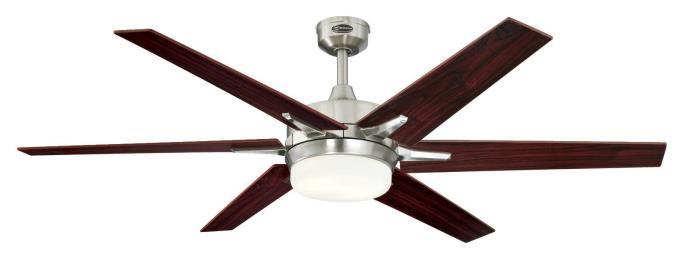 60 in. Brushed Nickel Finish Reversible Blades (Rosewood/Light Maple) Opal Frosted Glass