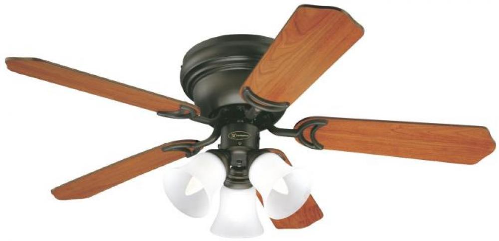42 in. Oil Rubbed Bronze Finish Reversible Blades (Dark Cherry/Walnut) Frosted Glass