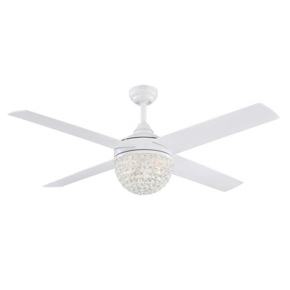 52 in. White Finish Reversible Blades (White/Silver) Crystal Jewel Shade