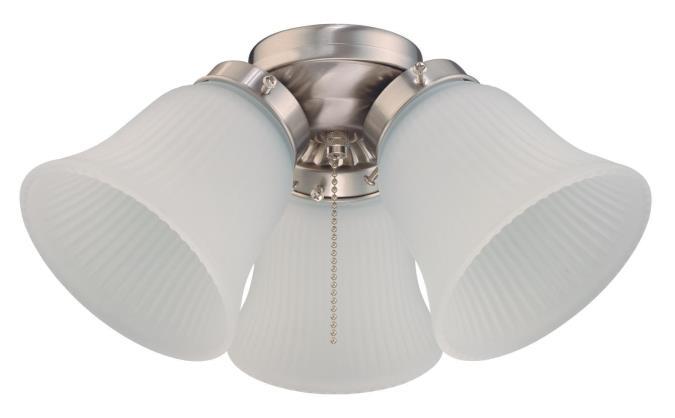 LED Cluster Ceiling Fan Light Kit Brushed Nickel Finish Frosted Ribbed Glass