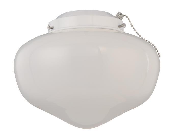 LED Schoolhouse Ceiling Fan Light Kit White Finish White Opal Glass