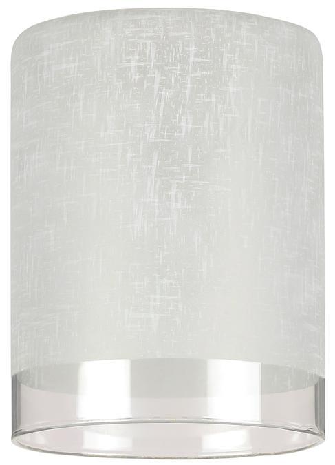 White Linen Cylinder Shade with Translucent Band