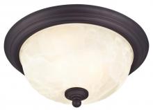 Westinghouse 6230900 - 13 in. 2 Light Flush Oil Rubbed Bronze Finish White Alabaster Glass