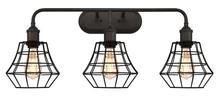 Westinghouse 6336600 - 3 Light Wall Fixture Oil Rubbed Bronze Finish Matte Black Angled Bell Cage Shades