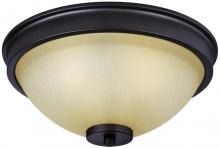 Westinghouse 6341400 - 15 in. 3 Light Flush Oil Rubbed Bronze Finish Aged Amber Scavo Glass
