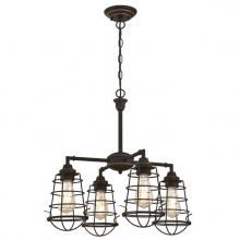 Westinghouse 6367000 - 4 Light Chandelier/Semi-Flush Oil Rubbed Bronze Finish with Highlights Cage Shades