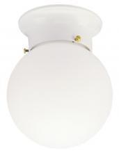 Westinghouse 6660700 - 6 in. 1 Light Flush White Finish White Glass Globe