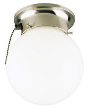Westinghouse 6720800 - 6 in. 1 Light Flush Pull Chain Brushed Nickel Finish White Glass Globe