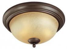 Westinghouse 6945000 - 13 in. 2 Light Flush Saddle Bronze Finish Antique Amber Scavo Glass