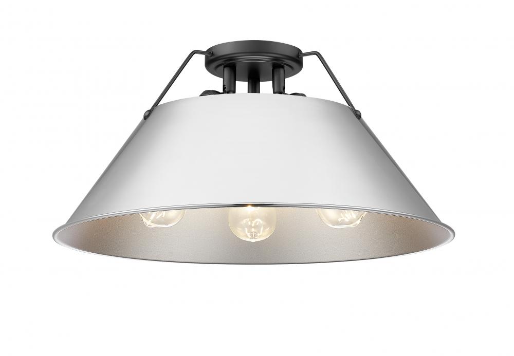 Orwell BLK 3 Light Flush Mount in Matte Black with Chrome shade