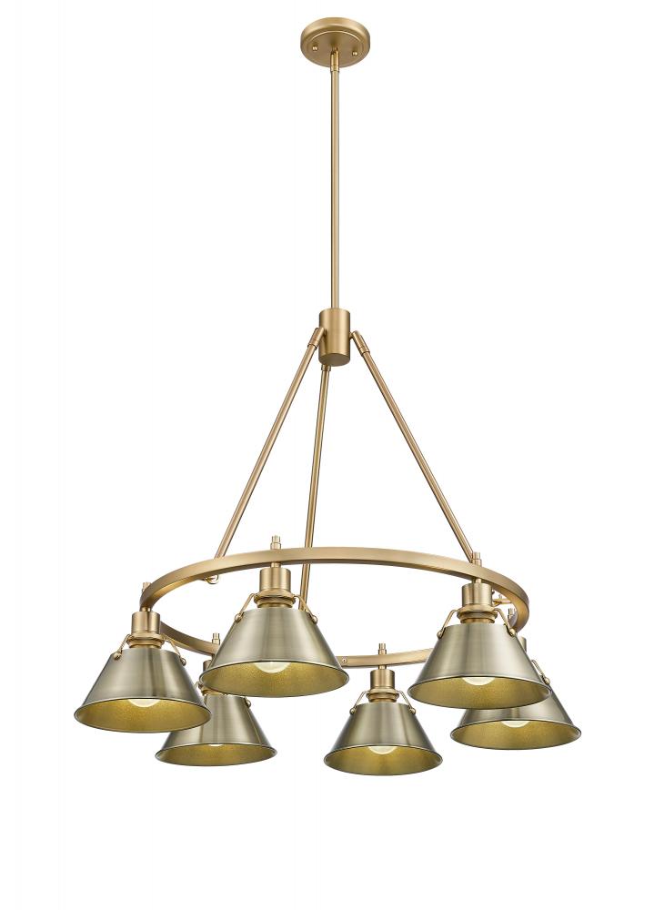 Orwell 6-Light Chandelier in Brushed Champagne Bronze with Aged Brass