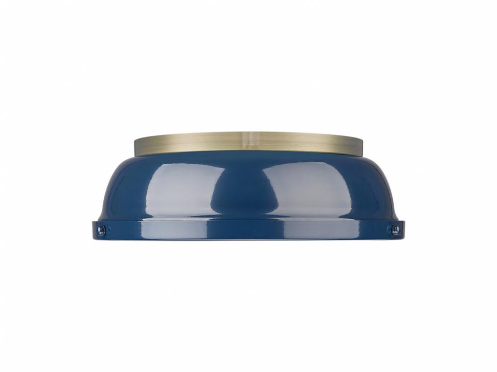 Duncan 14" Flush Mount in Aged Brass with Matte Navy