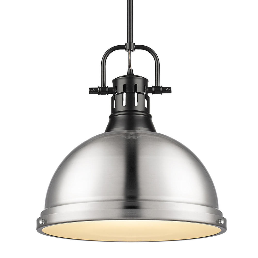 Duncan 1-Light Pendant with Rod in Matte Black with Pewter