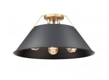 Golden 3306-3FM BCB-BLK - Orwell BCB 3 Light Flush Mount in Brushed Champagne Bronze with Matte Black shade