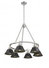 Golden 3306-6 PW-BLK - Orwell 6-Light Chandelier in Pewter with Matte Black