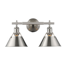 Golden 3306-BA2 PW-PW - Orwell PW 2 Light Bath Vanity in Pewter with Pewter shades