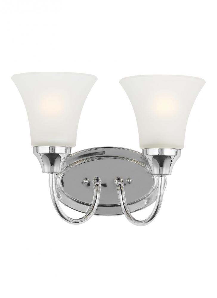 Holman traditional 2-light indoor dimmable bath vanity wall sconce in chrome silver finish with sati