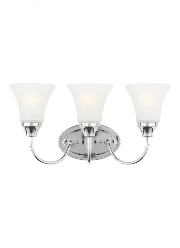 Holman traditional 3-light indoor dimmable bath vanity wall sconce in chrome silver finish with sati