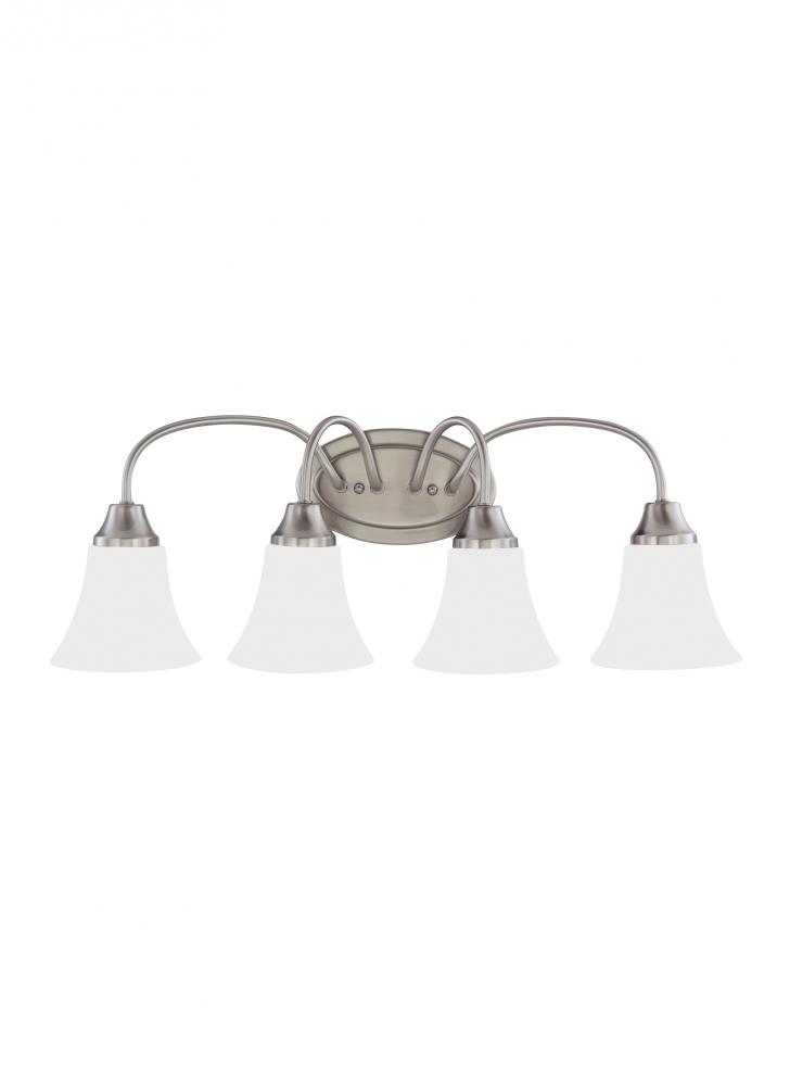 Holman traditional 4-light indoor dimmable bath vanity wall sconce in brushed nickel silver finish w