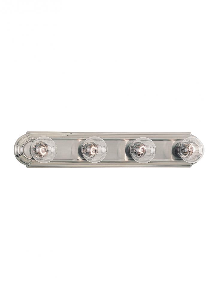 De-Lovely traditional 4-light indoor dimmable bath vanity wall sconce in brushed nickel silver finis