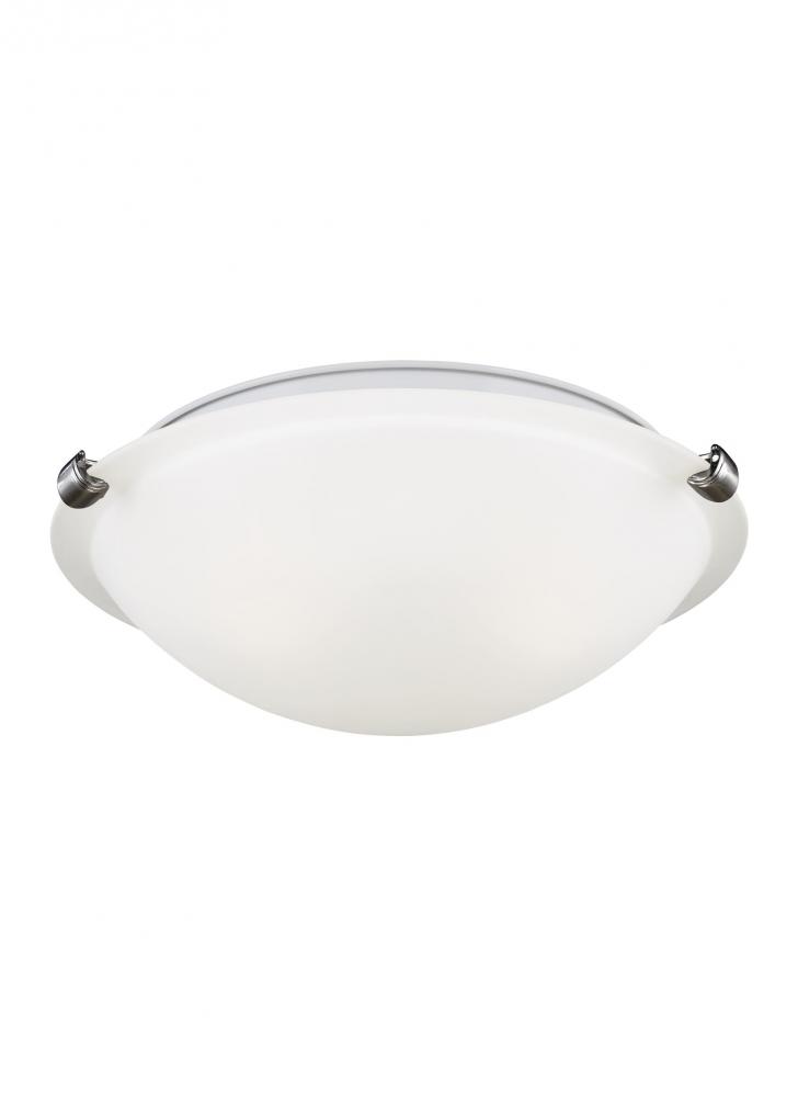Clip Ceiling transitional 2-light indoor dimmable flush mount in brushed nickel silver finish with s