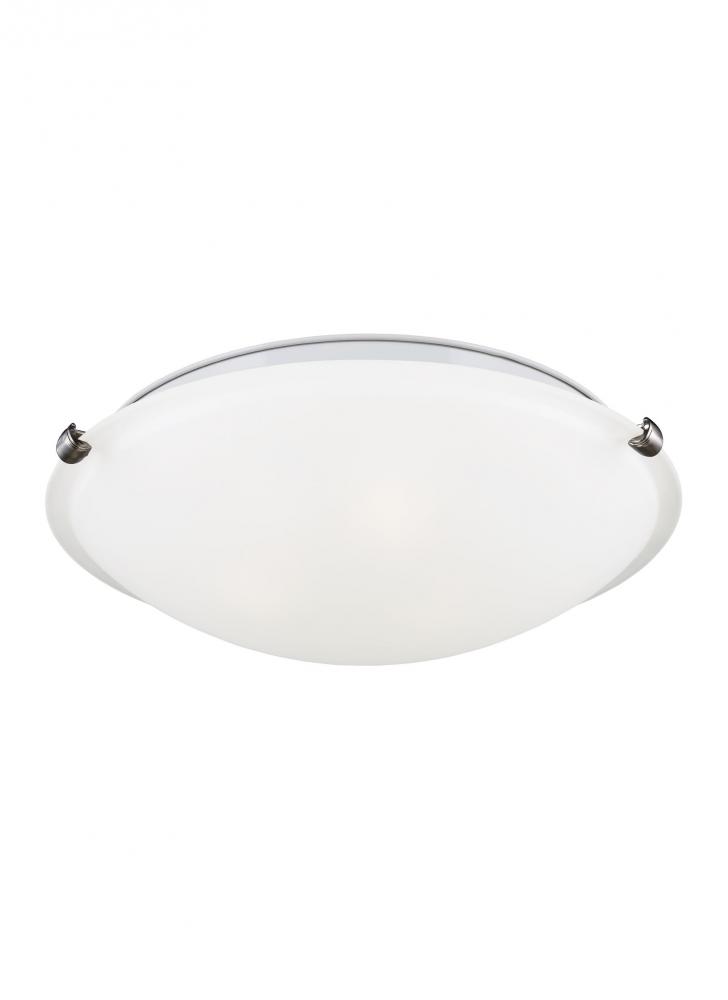 Clip Ceiling transitional 3-light indoor dimmable flush mount in brushed nickel silver finish with s