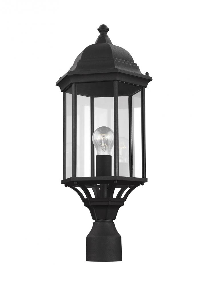 Sevier traditional 1-light outdoor exterior large post lantern in black finish with clear glass pane