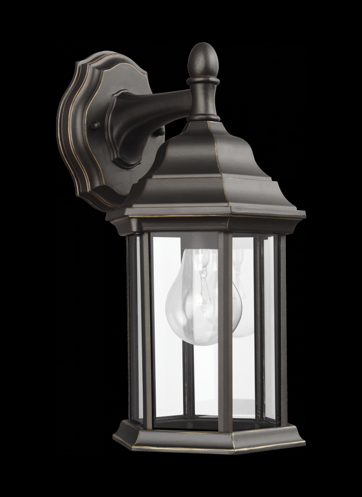 Sevier traditional 1-light outdoor exterior small downlight outdoor wall lantern sconce in antique b