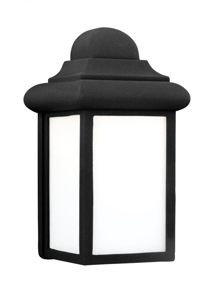 Mullberry Hill traditional 1-light LED outdoor exterior wall lantern sconce in black finish with smo