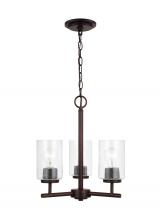 Generation Lighting 31170-710 - Oslo indoor dimmable 3-light chandelier in a bronze finish with a clear seeded glass shade
