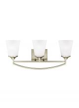 Generation Lighting 4424503EN3-962 - Hanford traditional 3-light LED indoor dimmable bath vanity wall sconce in brushed nickel silver fin