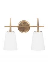 Generation Lighting 4440402-848 - Driscoll contemporary 2-light indoor dimmable bath vanity wall sconce in satin brass gold finish wit