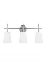 Generation Lighting 4440403EN3-05 - Driscoll contemporary 3-light LED indoor dimmable bath vanity wall sconce in chrome silver finish wi