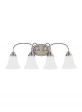 Generation Lighting 44808-962 - Holman traditional 4-light indoor dimmable bath vanity wall sconce in brushed nickel silver finish w