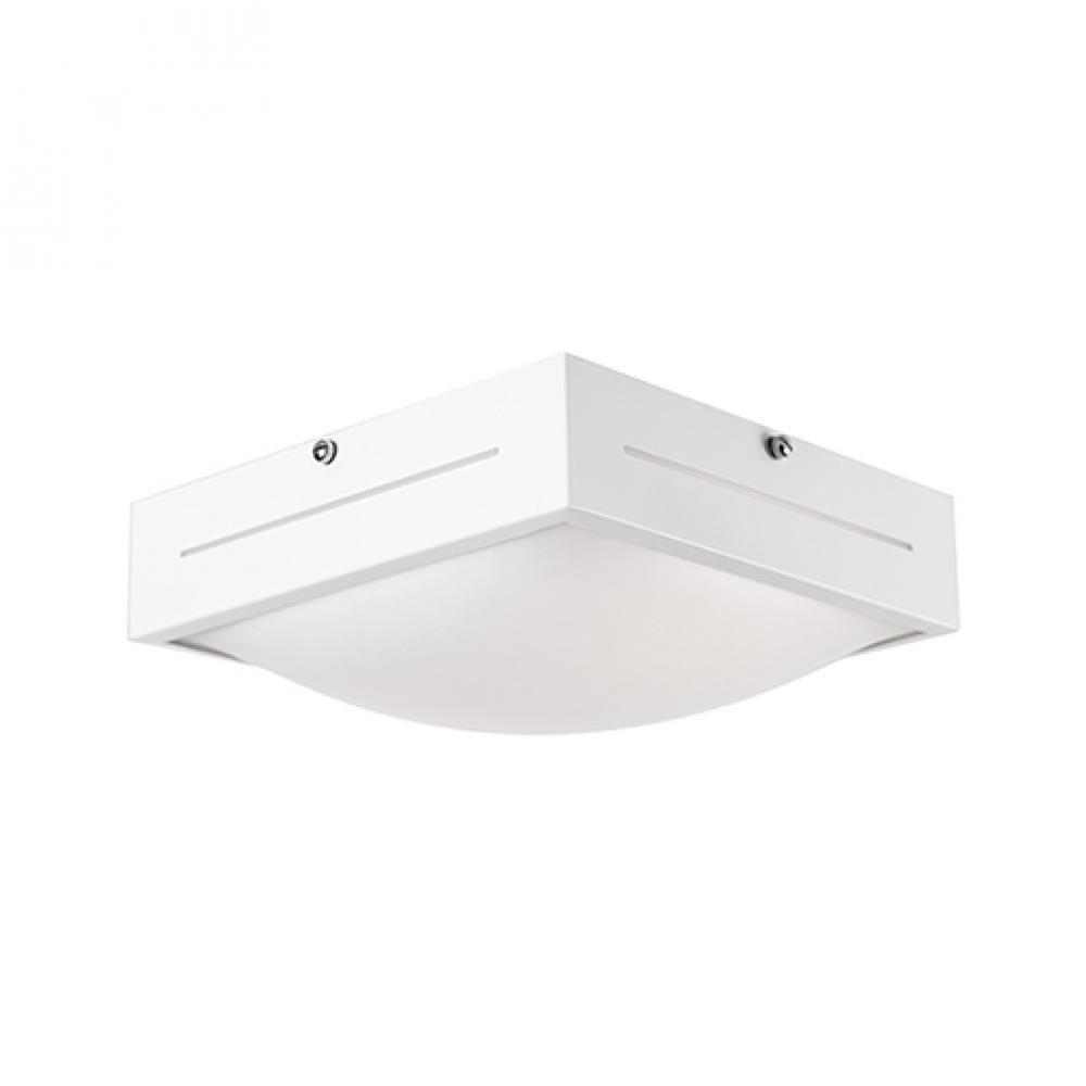 Square Casted Metal LED Flush Mount with Descending Segmental Dome Shaped White Acrylic