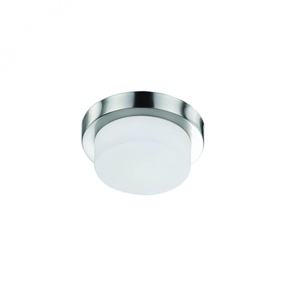 Single LED Round Flush Mount Ceiling Fixture with White Opal Glass