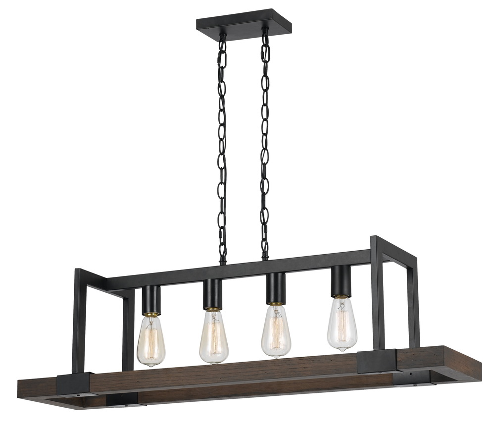 60W X 4 Antonio Wood Chandelier (Edison Bulbs Not included)