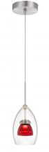 CAL Lighting UP-128-CL-REDCL - Integrated dimmable LED glass mini pendant light. 6W, 450 lumen, 3000K