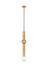 Visual Comfort & Co. Modern Collection 700TRSPAGYD1PNB-LED930 - Modern Guyed dimmable LED Port Alone Ceiling Pendant Light in a Natural Brass/Gold Colored finish