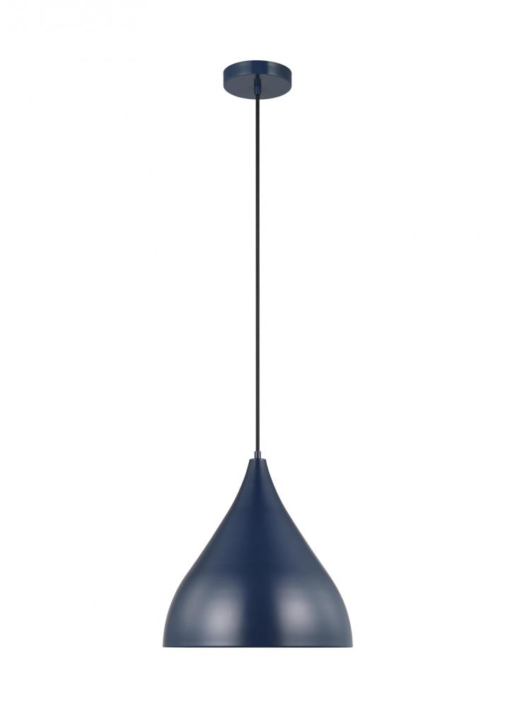 Oden modern mid-century 1-light indoor dimmable medium pendant in navy finish with navy shade