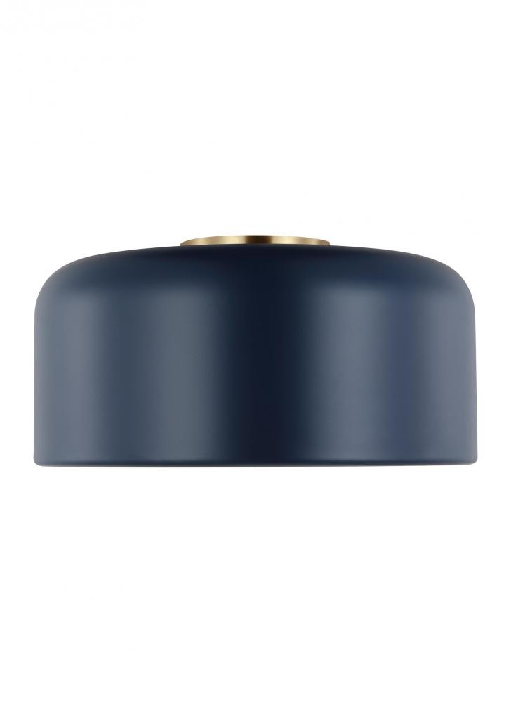 Malone transitional 1-light indoor dimmable medium ceiling flush mount in navy finish with navy stee
