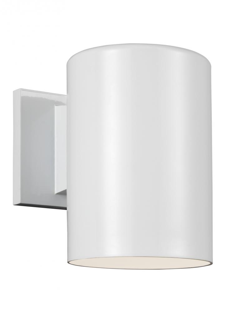 Outdoor Cylinders transitional 1-light LED outdoor exterior small wall lantern sconce in white finis