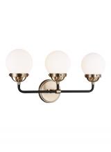 Visual Comfort & Co. Studio Collection 4487903EN-848 - Cafe mid-century modern 3-light LED indoor dimmable bath vanity wall sconce in satin brass gold fini