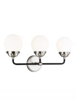 Visual Comfort & Co. Studio Collection 4487903EN-962 - Cafe mid-century modern 3-light LED indoor dimmable bath vanity wall sconce in brushed nickel silver