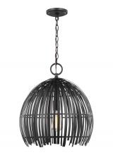 Visual Comfort & Co. Studio Collection 6622701-112 - Hanalei contemporary medium 1-light indoor dimmable pendant hanging chandelier light in midnight bla