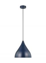 Visual Comfort & Co. Studio Collection 6645301-127 - Oden modern mid-century 1-light indoor dimmable medium pendant in navy finish with navy shade